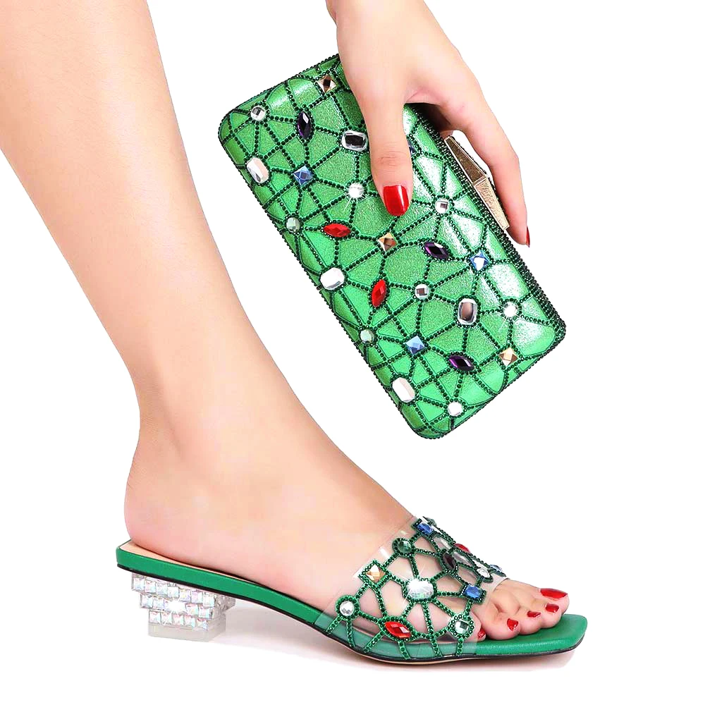 Nigeria Wedding Shoes And Bags New Italian Design Africa Low Transparent Heel Party Crystal Shoes Portable Straddle Dinner Bag
Nigeria Wedding Shoes And Bags New Italian Design Africa Low Transparent Heel Party Crystal Shoes Portable Straddle Dinner Bag