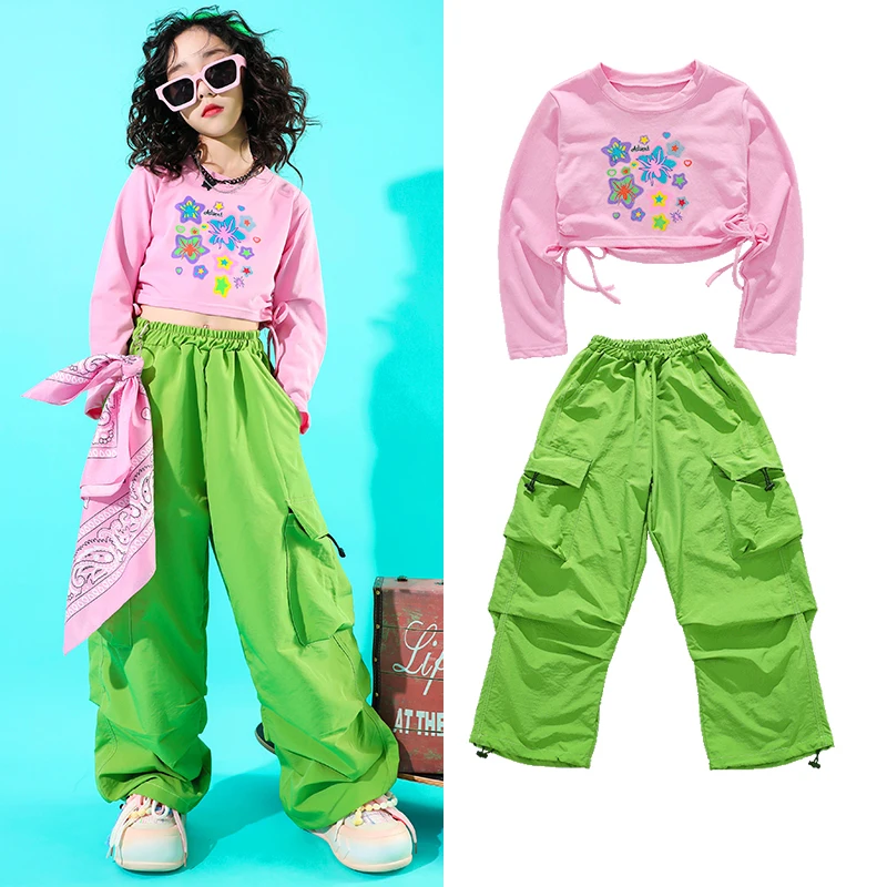 Children Jazz Dance Costumes For Kids Pink Crop Tops Green Pants Streetwear Girls Ballroom Hip Hop Dance Rave Clothes DQS14195
Children Jazz Dance Costumes For Kids Pink Crop Tops Green Pants Streetwear Girls Ballroom Hip Hop Dance Rave Clothes DQS14195