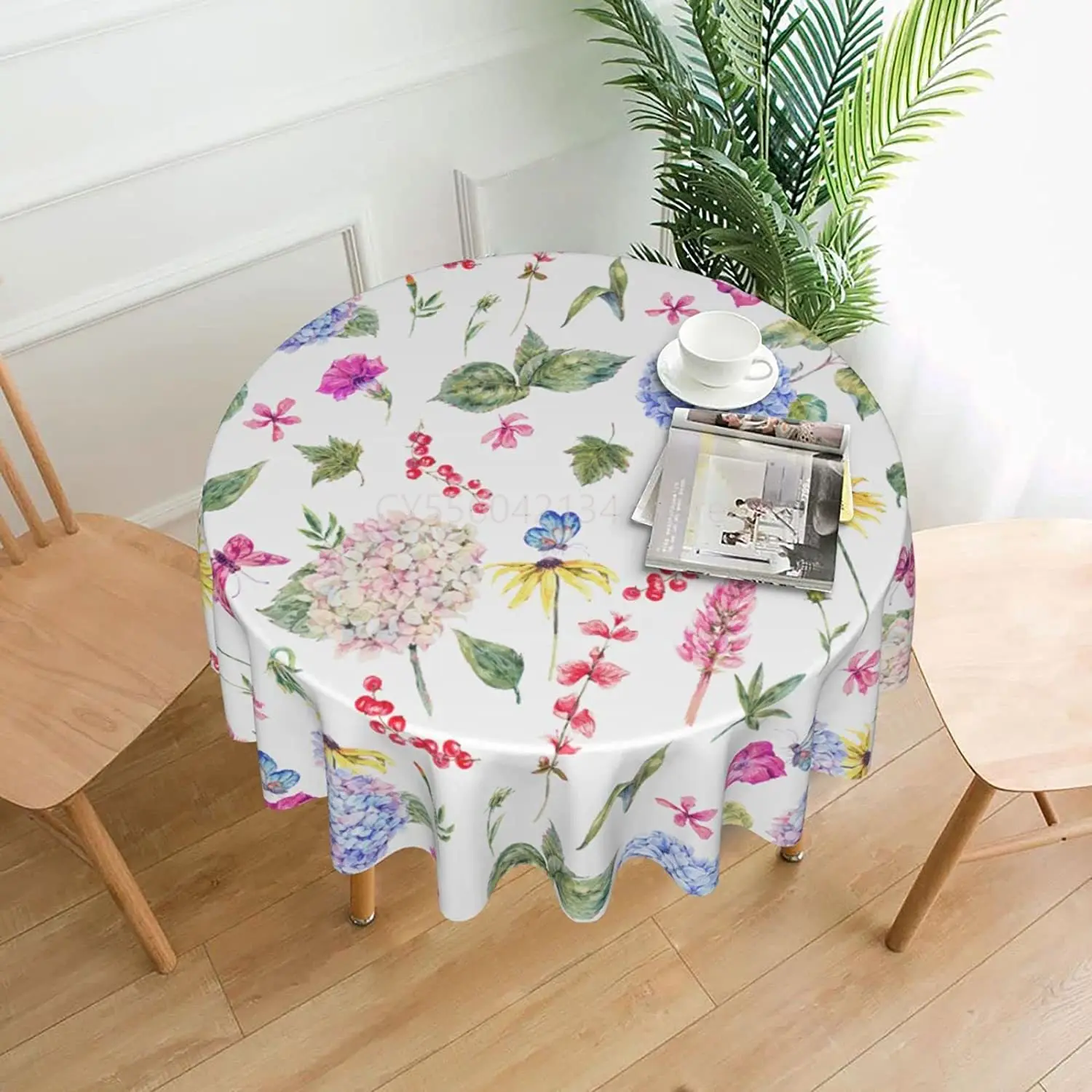 Watercolor Flower Botanical Hydrange Flower Round 60 x 60 Inch Table Cover Polyester Stain and Wrinkle Resistant Table Cloth
Watercolor Flower Botanical Hydrange Flower Round 60 x 60 Inch Table Cover Polyester Stain and Wrinkle Resistant Table Cloth