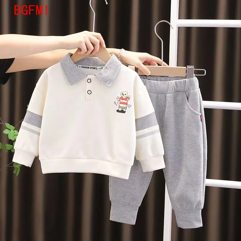 Spring Autumn clothes Baby Fashion Casual Sports Cartoon Two-piece suit Boys Girls Korea Sweater Pullover Lapel Outfits Set 2-5Y
Spring Autumn clothes Baby Fashion Casual Sports Cartoon Two-piece suit Boys Girls Korea Sweater Pullover Lapel Outfits Set 2-5Y