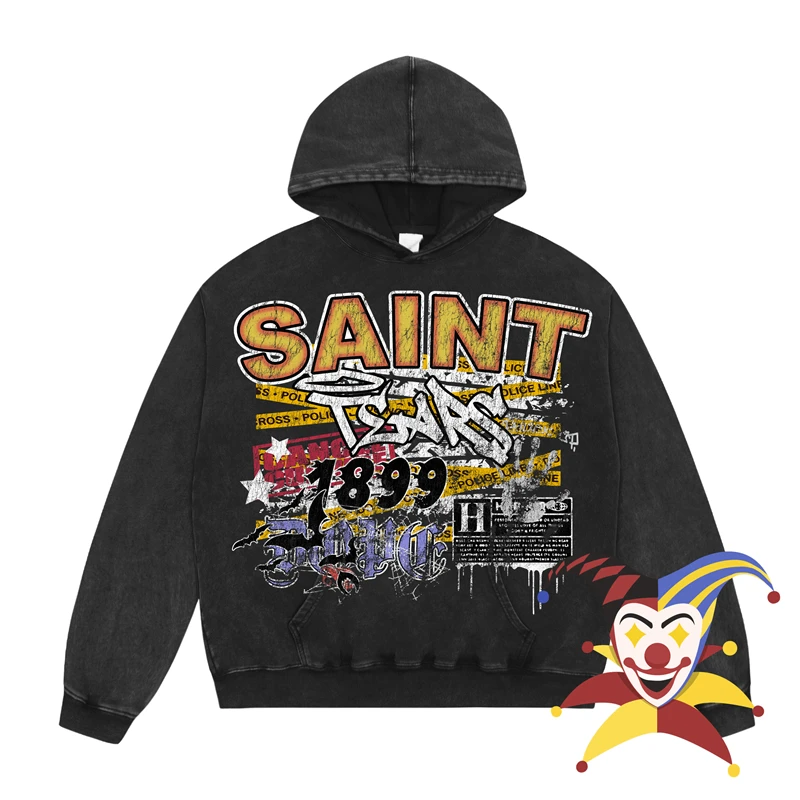 Мужские и женские пуловеры Saint Tears винтажная потертая красная Черная Толстовка