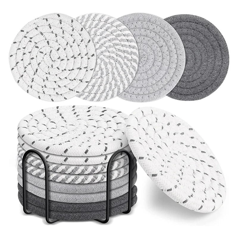 8 Pcs Drink Coasters With Holder, 4 Colors Absorbent Coasters For Drinks, Cotton Woven Coaster Set For Home Decor
8 Pcs Drink Coasters With Holder, 4 Colors Absorbent Coasters For Drinks, Cotton Woven Coaster Set For Home Decor