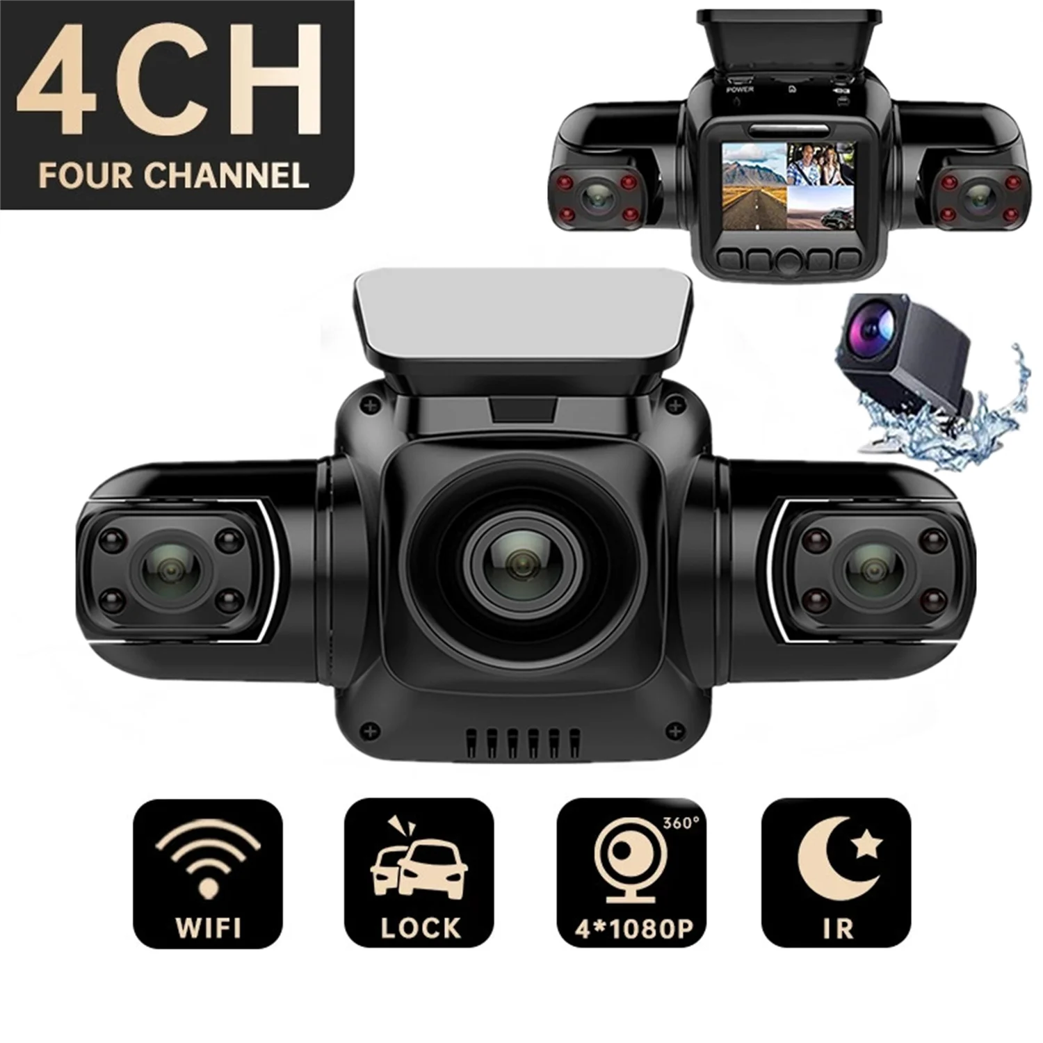 4 Channel 360 Dash Cam HD 4*1080P For Car DVR 24H Parking Monitoring Video Recorder 8 Infrared Night Vision WiFi GPS 256GBmax
4 Channel 360 Dash Cam HD 4*1080P For Car DVR 24H Parking Monitoring Video Recorder 8 Infrared Night Vision WiFi GPS 256GBmax
