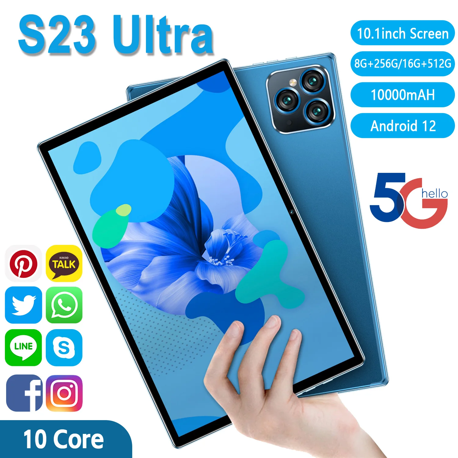 2023 New Tablet S23 Ultra 5G Android 10.1 Inch HD 16G+512GB Global Tablette Dual SIM Card or WIFI Google Play Tablets For Laptop
2023 New Tablet S23 Ultra 5G Android 10.1 Inch HD 16G+512GB Global Tablette Dual SIM Card or WIFI Google Play Tablets For Laptop