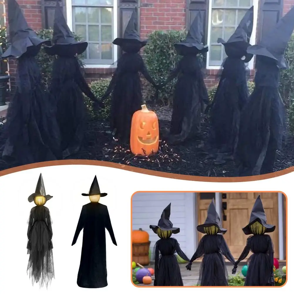 

Halloween Light-Up Witches Ghost Decorations Outdoor Skeleton Props Large Holding Hands Horror Creepy Up Witches Light Ghos L7I4