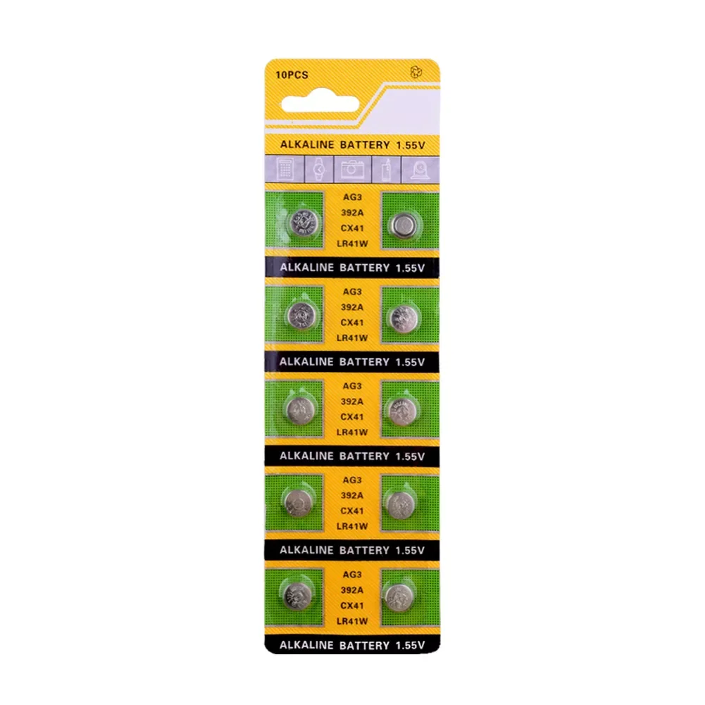100pcs 1.55V AG3 LR41 SR41 392 192 Alkaline Batteries For Watch Toys Clock Electronic scale; L736 384 SR41SW CX41 Buttom Battery
100pcs 1.55V AG3 LR41 SR41 392 192 Alkaline Batteries For Watch Toys Clock Electronic scale; L736 384 SR41SW CX41 Buttom Battery