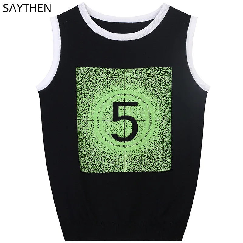 SAYTHEN British Style 2022 Summer New Women's pPullover Digital Printing Round Neck Thin Slim Fit Knitted Vest Tops ST22526
SAYTHEN British Style 2022 Summer New Women's pPullover Digital Printing Round Neck Thin Slim Fit Knitted Vest Tops ST22526