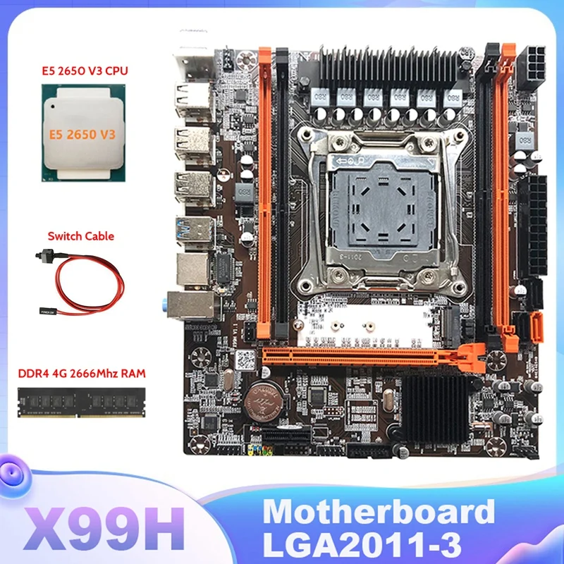 LGA2011-3 Computer Motherboard Support DDR4 Memory With E5 2650 V3 CPU+DDR4 4G 2666Mhz RAM+Switch Cable
LGA2011-3 Computer Motherboard Support DDR4 Memory With E5 2650 V3 CPU+DDR4 4G 2666Mhz RAM+Switch Cable