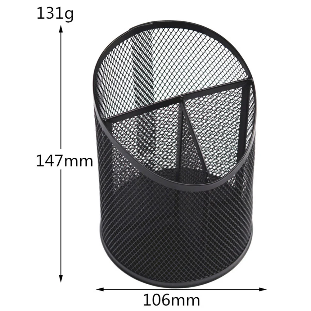 

Mesh Holder Metal Bevel Pen Pot Container Desktop Stationary Storage Container Makeup Organizer For Home Office Black