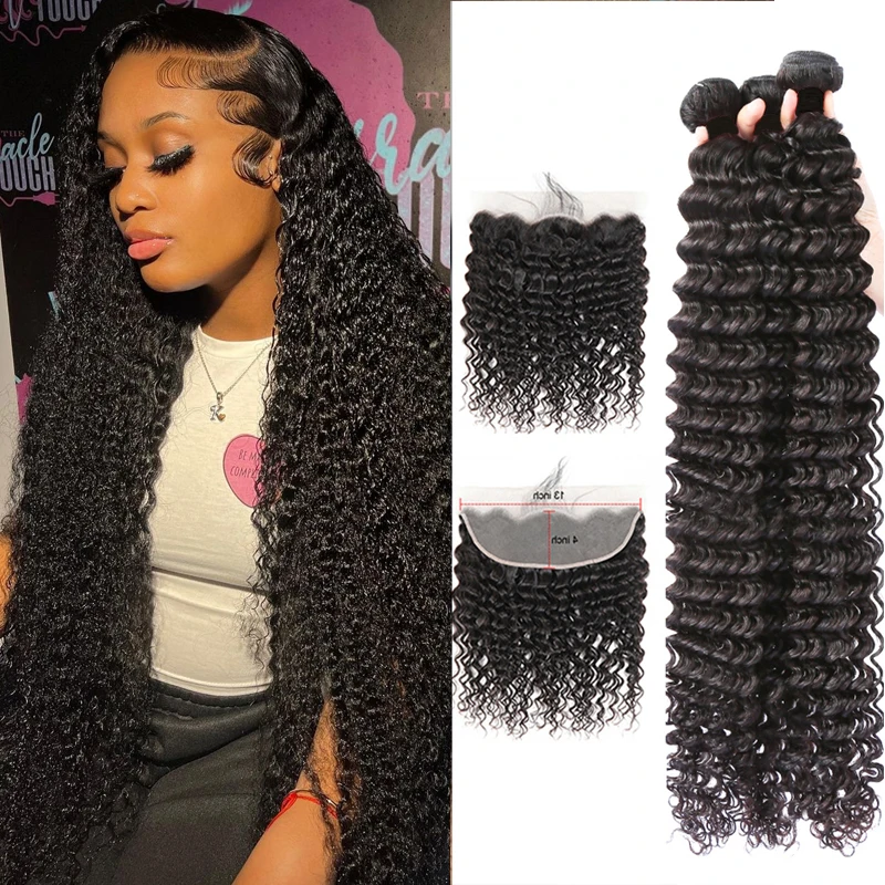 Deep Wave 28 30 Inch 3 4 Bundles With 13x4 Frontal Brazilian Remy Hair Weave 100% Natural Water Wave Curly Human Hair Extensions
Deep Wave 28 30 Inch 3 4 Bundles With 13x4 Frontal Brazilian Remy Hair Weave 100% Natural Water Wave Curly Human Hair Extensions
