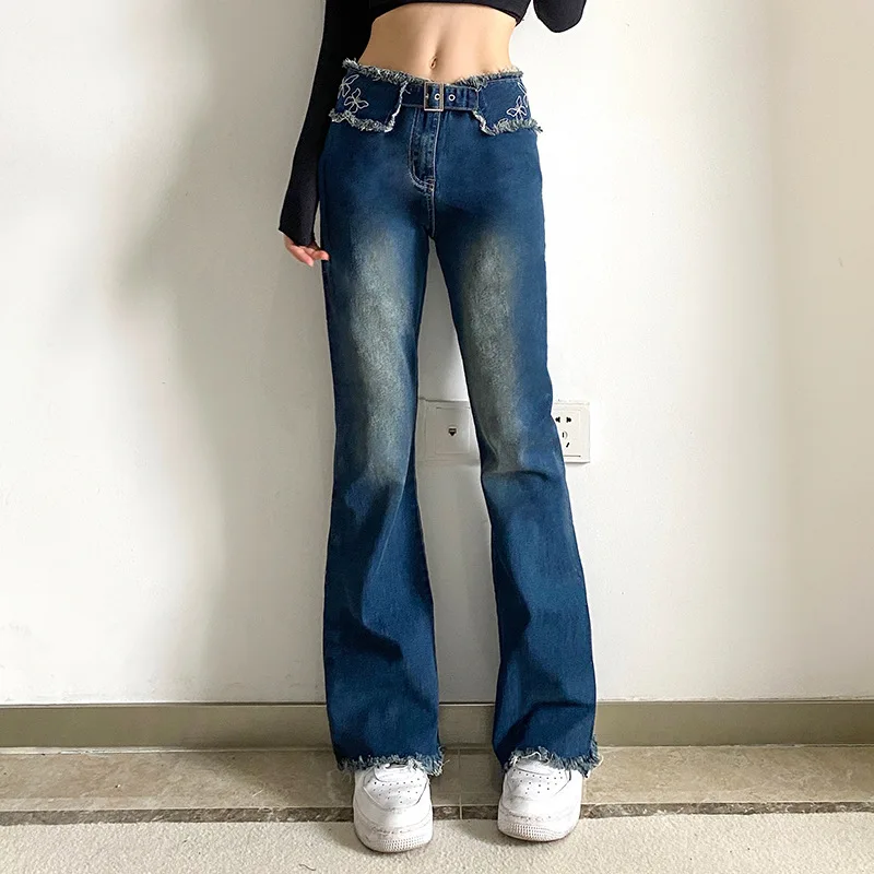 Women Vintage Personality Frayed High Waist Denim Pants Spring Autumn Butterfly Embroidery Wide Leg Jeans Trousers
Women Vintage Personality Frayed High Waist Denim Pants Spring Autumn Butterfly Embroidery Wide Leg Jeans Trousers
