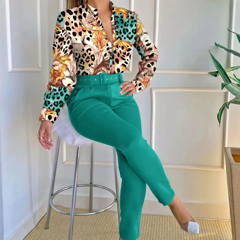 Spring Office Fashion Suit Autumn Elegant Casual Woman Suit Fashion Print Single Breasted Blouse Shirt + Pants Two Piece Ladies
Spring Office Fashion Suit Autumn Elegant Casual Woman Suit Fashion Print Single Breasted Blouse Shirt + Pants Two Piece Ladies