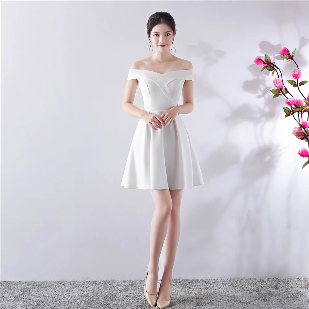 Short Satin Boat Neck Bridesmaid Dresses Evening Formal Prom Wedding Party Robe Re Soirée Femme Robe De Soirée Se Mariage
Short Satin Boat Neck Bridesmaid Dresses Evening Formal Prom Wedding Party Robe Re Soirée Femme Robe De Soirée Se Mariage