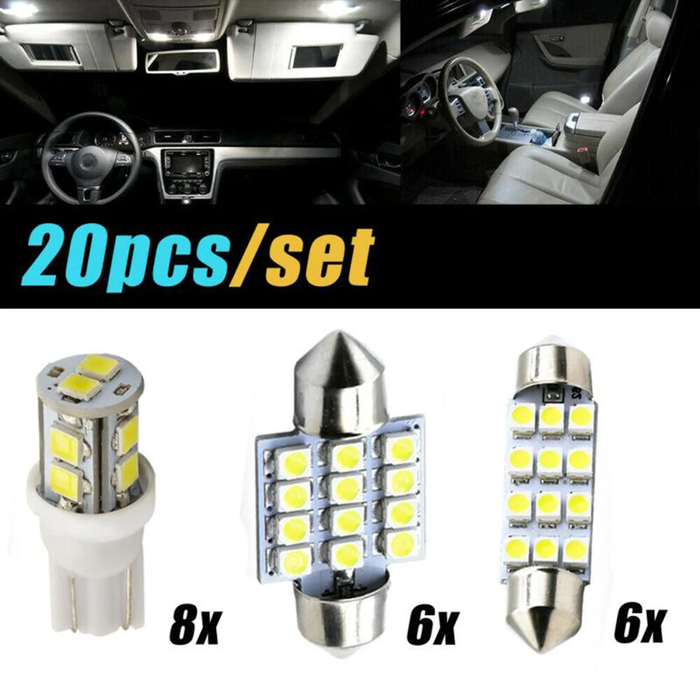 20 Pcs Car Interior White LED Light Mini Bulbs Kit 6000K Car Interior Door Footwell Lamp Auto Accessories T10/31mm/42mm
20 Pcs Car Interior White LED Light Mini Bulbs Kit 6000K Car Interior Door Footwell Lamp Auto Accessories T10/31mm/42mm