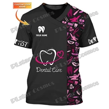 2023 Summer Latest Mens t shirt Custom Name Dental Tools Pattern 3D Printed Dentist Tshirt Unisex Casual Cool Tee Shirt DW209