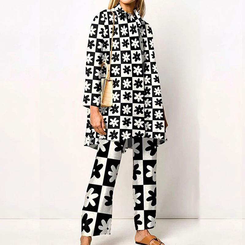 Women Vintage Abstract Print Casual Outfits Sexy Lapel Collar Button Blouses & Long Pants Suit Spring Autumn Loose Two-piece Set
Women Vintage Abstract Print Casual Outfits Sexy Lapel Collar Button Blouses & Long Pants Suit Spring Autumn Loose Two-piece Set