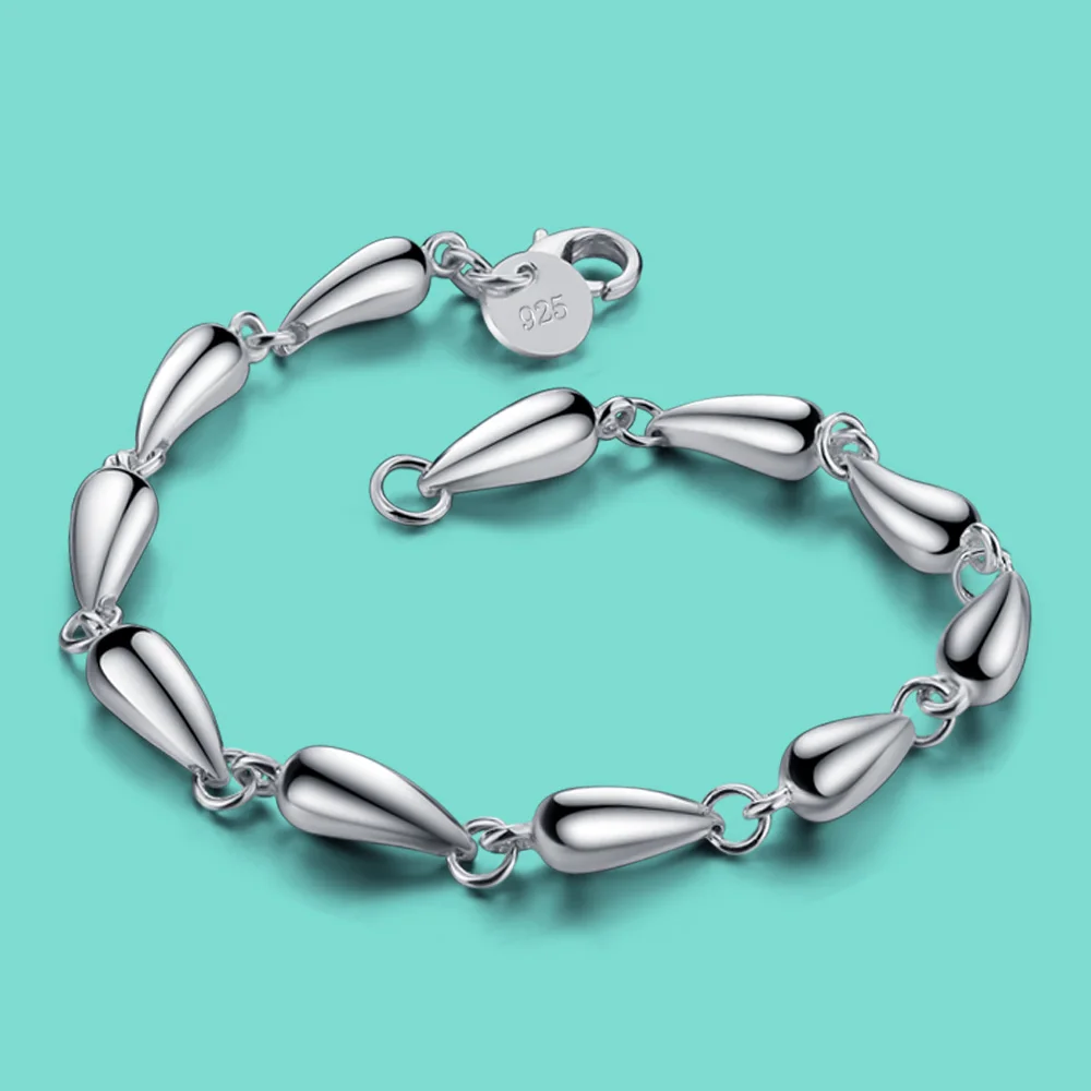 925 Sterling Silver Solid Minimalist Waterdrop Chain Bracelet for Women 6.8-7.5 Inch - Glamour Jewelry Birthday Gift
925 Sterling Silver Solid Minimalist Waterdrop Chain Bracelet for Women 6.8-7.5 Inch - Glamour Jewelry Birthday Gift