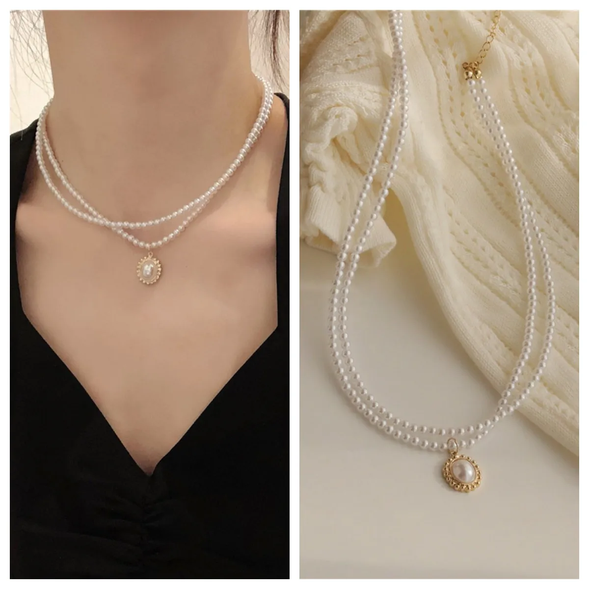 Korean Vintage French Double-Layer Pearl Necklace, Women's Cold Wind Style Collarbone Chain,Ssimple Niche Design Sense Jewelry
Korean Vintage French Double-Layer Pearl Necklace, Women's Cold Wind Style Collarbone Chain,Ssimple Niche Design Sense Jewelry