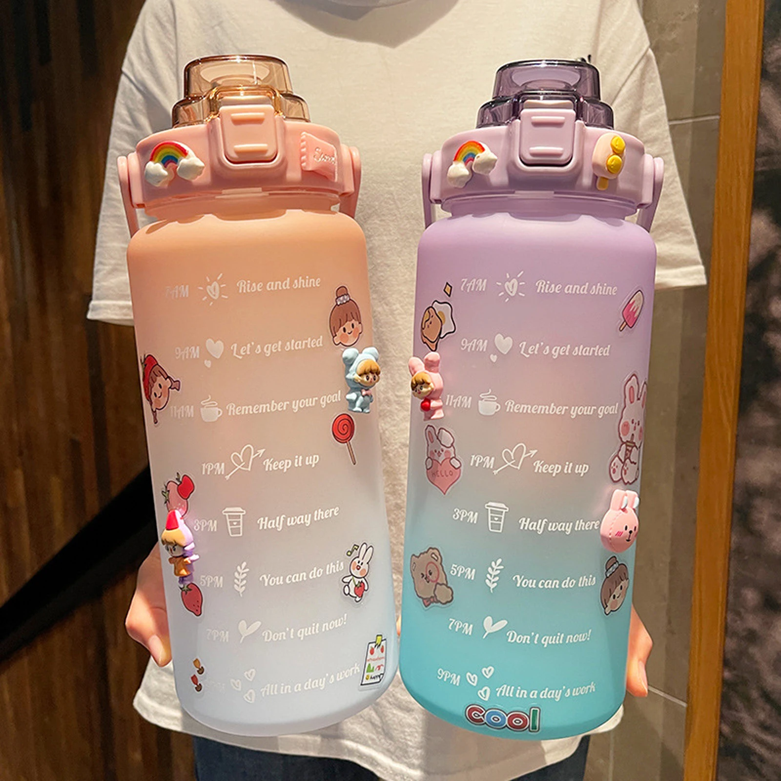 2L Large Capacity Water Bottle With Straw Motivational Plastic Water Jug With Time Marker Fitness Frosted Outdoor Sport Bottle
2L Large Capacity Water Bottle With Straw Motivational Plastic Water Jug With Time Marker Fitness Frosted Outdoor Sport Bottle