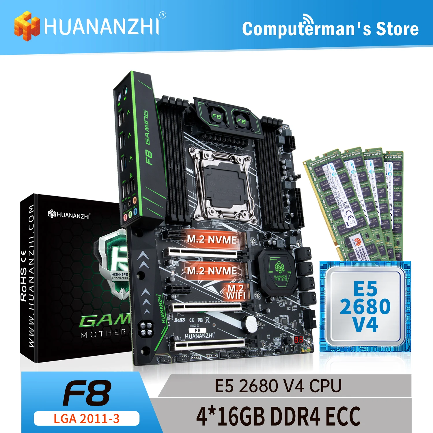 Комбинированная материнская плата HUANANZHI F8 LGA 2011-3, комплект ЦП Intel XEON E5 2680 V4, память 4*16 Гб DDR4 ECC 2133, память M.2 NVME USB ATX
Комбинированная материнская плата HUANANZHI F8 LGA 2011-3, комплект ЦП Intel XEON E5 2680 V4, память 4*16 Гб DDR4 ECC 2133, память M.2 NVME USB ATX