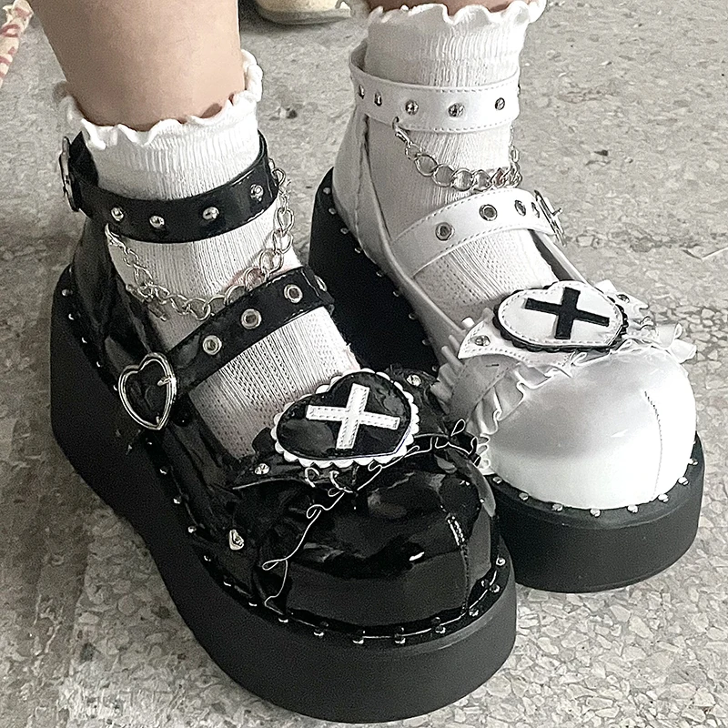 Ladies High Heels Fashion Round Toe Platform Wedges Gothic Black Metal Punk Mary Jane Shoes Y2K Cosplay Women Shoes Dropshipping
Ladies High Heels Fashion Round Toe Platform Wedges Gothic Black Metal Punk Mary Jane Shoes Y2K Cosplay Women Shoes Dropshipping