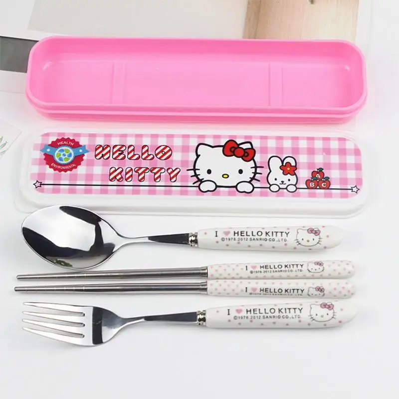 Sanrio Kawaii Hello Kitty Stainless Steel Tableware Cute Cartoon Children's Tableware Student Portable Spoon Fork Chopsticks Set
Sanrio Kawaii Hello Kitty Stainless Steel Tableware Cute Cartoon Children's Tableware Student Portable Spoon Fork Chopsticks Set