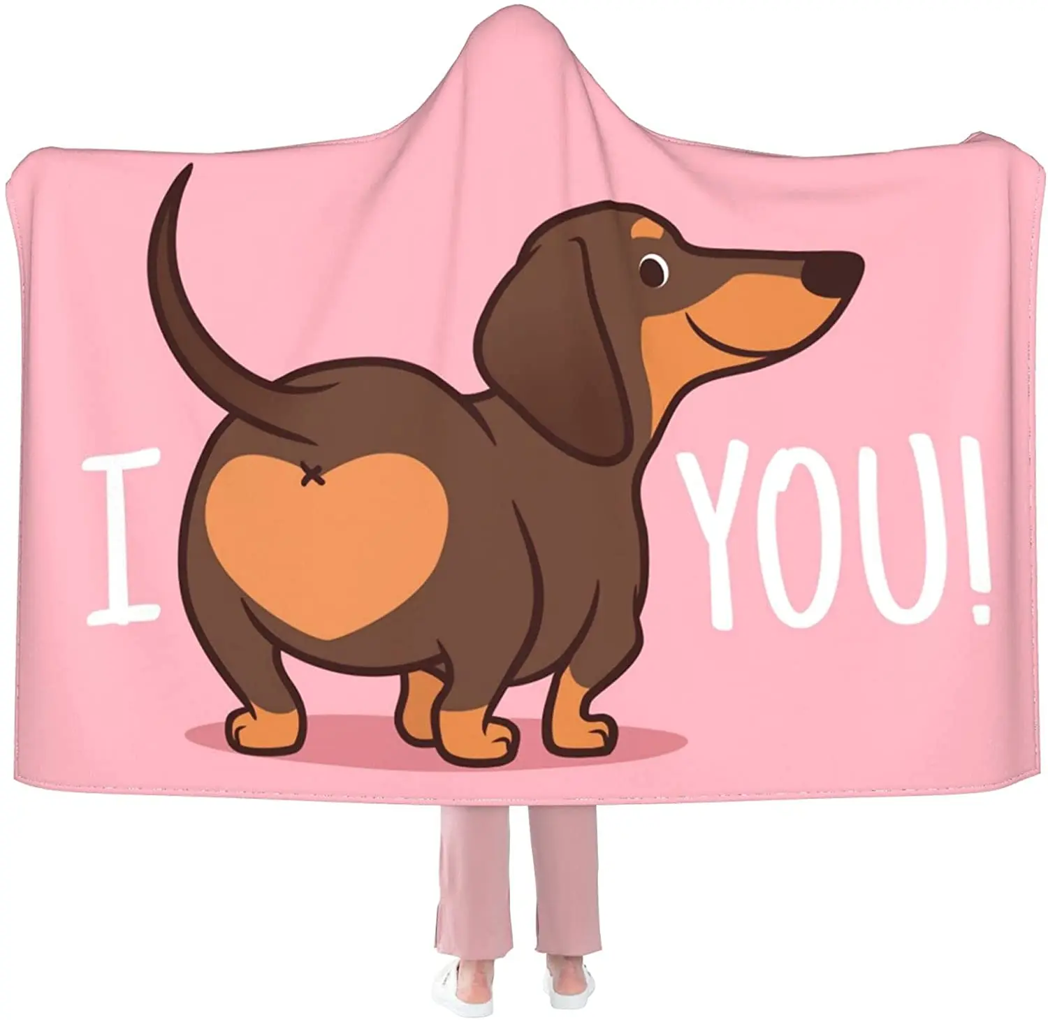 Pink Cute Smiling Dachshund Puppy Hooded Blanket Flannel Wearable Blanket Hoodie-Plush Warm Blanket Throw Blankets
Pink Cute Smiling Dachshund Puppy Hooded Blanket Flannel Wearable Blanket Hoodie-Plush Warm Blanket Throw Blankets