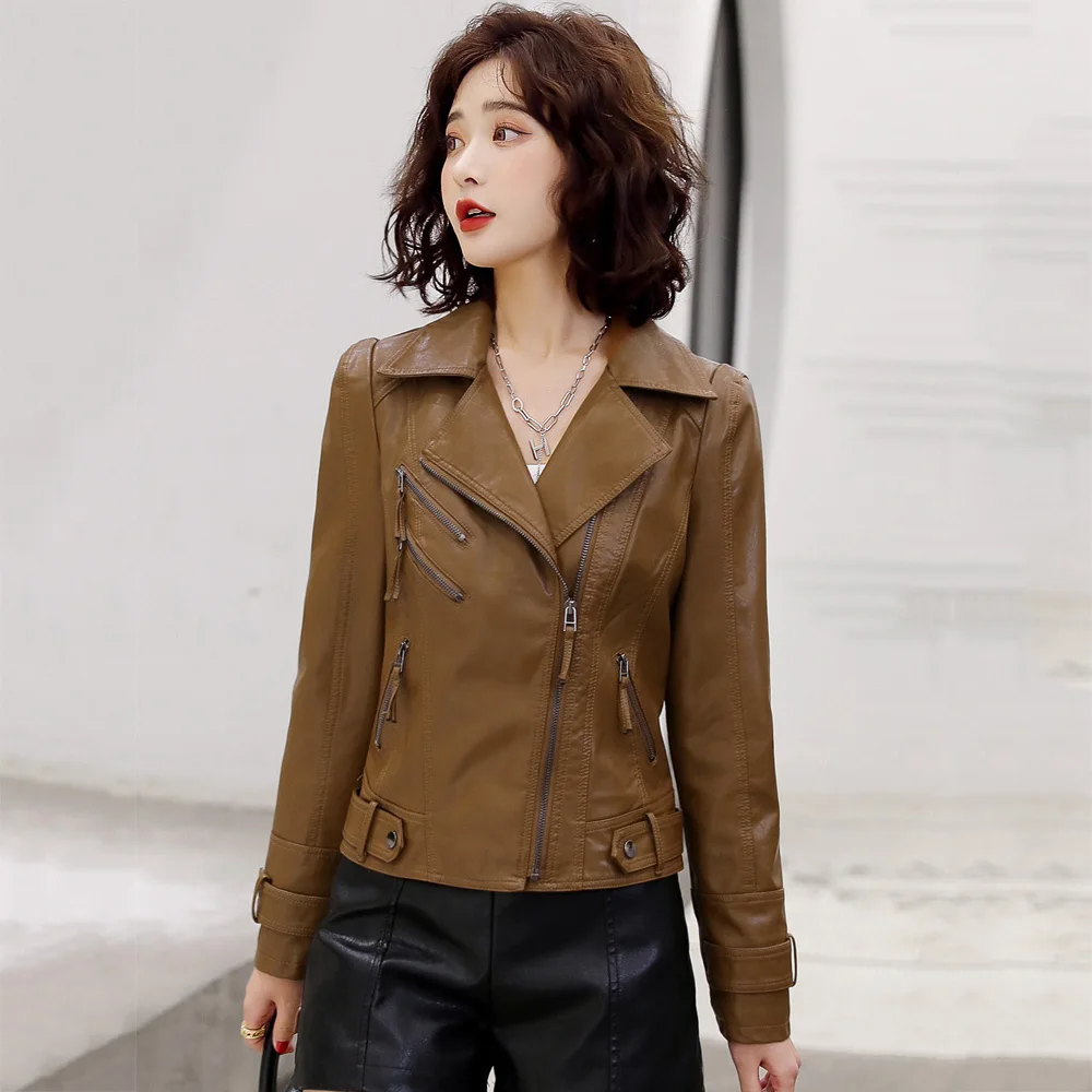 New Women Exquisite Leather Jacket Spring Autumn Cool Fashion Design Slim Short Sheepskin Jacket Zipper Moto Coat Split Leather
New Women Exquisite Leather Jacket Spring Autumn Cool Fashion Design Slim Short Sheepskin Jacket Zipper Moto Coat Split Leather