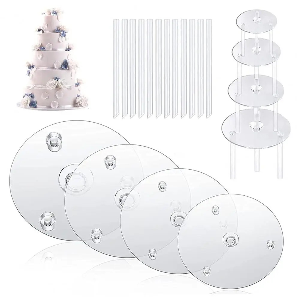 1 Set Transparent Stacking Cake Supports Food Grade Reusable 4 Cake Separator Plates 12 Cake Support Rods for 4/6/8/10 Inch Cake
1 Set Transparent Stacking Cake Supports Food Grade Reusable 4 Cake Separator Plates 12 Cake Support Rods for 4/6/8/10 Inch Cake