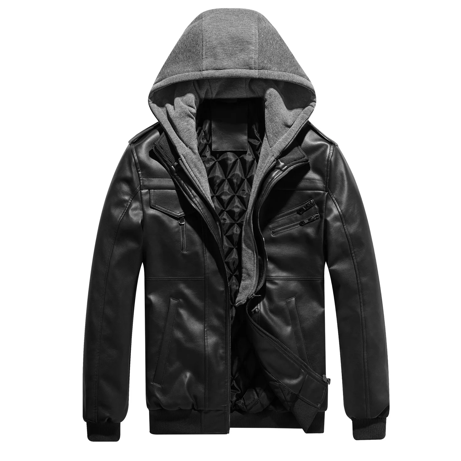 Winter Motorcycle PU Leather Jacket Men Removable Hooded Collar Cotton Padded Suede Coat Men Thick Warm Outerwear US Size S-XXL
Winter Motorcycle PU Leather Jacket Men Removable Hooded Collar Cotton Padded Suede Coat Men Thick Warm Outerwear US Size S-XXL