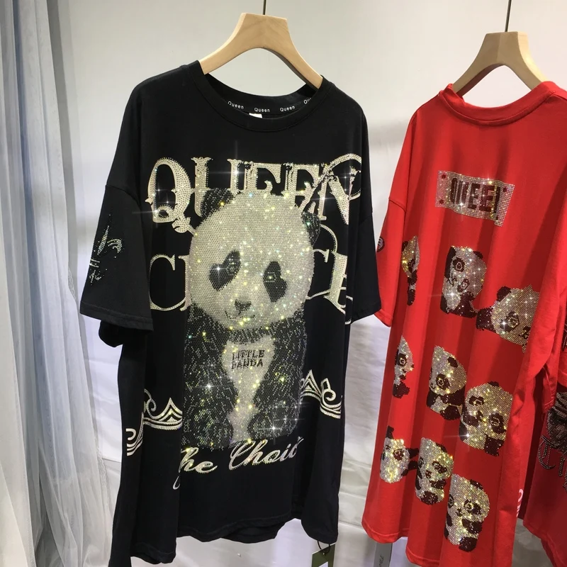 Trendy Hot Drilling Women Tshirts 2022 New Summer Mid-long Oversized Top O-neck Short Sleeve Giant Panda Streetwear Cotton Tees
Trendy Hot Drilling Women Tshirts 2022 New Summer Mid-long Oversized Top O-neck Short Sleeve Giant Panda Streetwear Cotton Tees