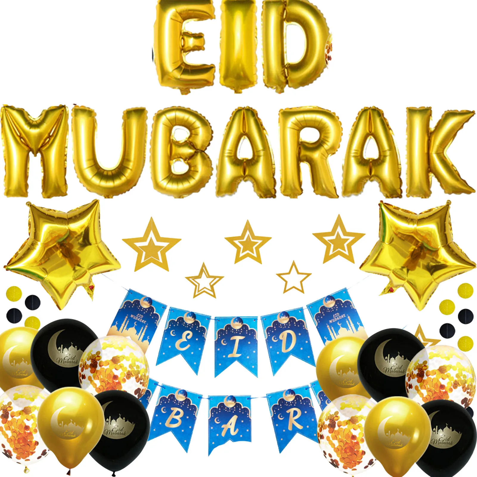 Набор воздушных шаров Eid, золотые шары, шары из фольги в виде Луны и звезды, алюминиевые шары, аксессуары для дома и улицы, праздника для Ислам...
Набор воздушных шаров Eid, золотые шары, шары из фольги в виде Луны и звезды, алюминиевые шары, аксессуары для дома и улицы, праздника для Ислам...