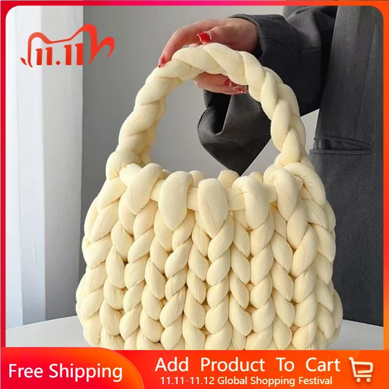 Hand-woven Bags Designer Women Underarm Bag Winter Tote Bag DIY Chunky Knitting Handbags for Women Rope Crochet Knitted Purse
Hand-woven Bags Designer Women Underarm Bag Winter Tote Bag DIY Chunky Knitting Handbags for Women Rope Crochet Knitted Purse