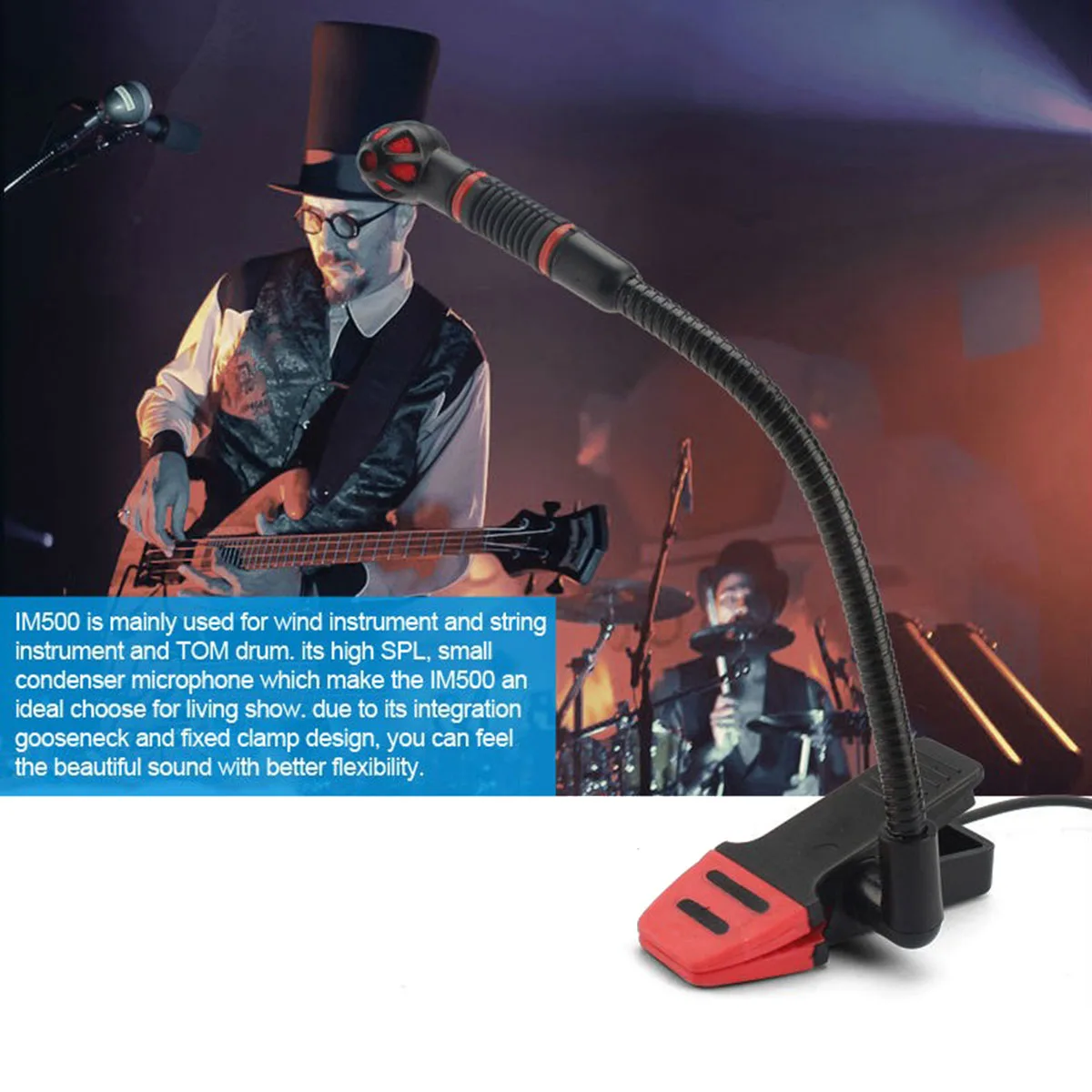 IM500 Saxophone Microphone Clip-on Instrumental Condenser Microphone Gooseneck Mic for Orchestra Saxophone Trumpet Saxe
IM500 Saxophone Microphone Clip-on Instrumental Condenser Microphone Gooseneck Mic for Orchestra Saxophone Trumpet Saxe