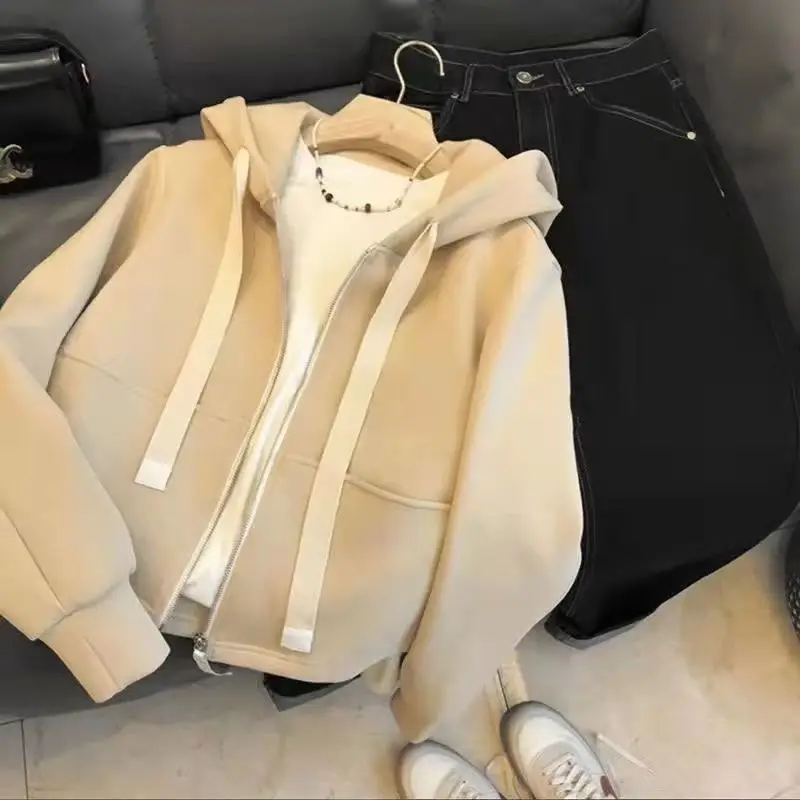 Warm Pure Color Women's Hooded Winter Office Lady Loose Plus Velvet Thickening Fashion Zip Cardigan Tops Sweatshirt T545
Warm Pure Color Women's Hooded Winter Office Lady Loose Plus Velvet Thickening Fashion Zip Cardigan Tops Sweatshirt T545