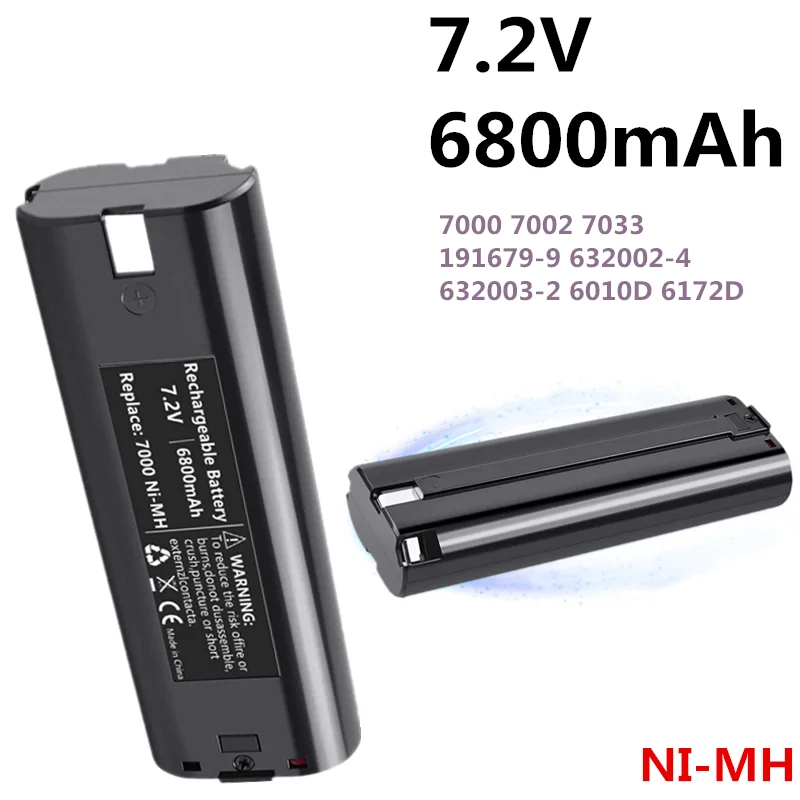 2Pack 7,2 V 6,8 Ah Ni-Mh-Batterie Kompatibel Mit 7000 7002 7033 191679-9 632002-4 632003-2 6010D 6172D Akku-werkzeug
2Pack 7,2 V 6,8 Ah Ni-Mh-Batterie Kompatibel Mit 7000 7002 7033 191679-9 632002-4 632003-2 6010D 6172D Akku-werkzeug