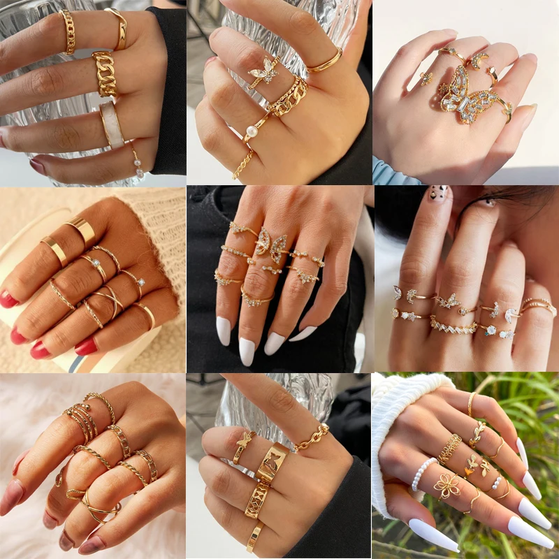 Bohemian Zircon Ring Set For Women Gold Color Boho Butterfly Moon Heart Flower Geometric Finger Rings Fashion Jewelry Gifts
Bohemian Zircon Ring Set For Women Gold Color Boho Butterfly Moon Heart Flower Geometric Finger Rings Fashion Jewelry Gifts