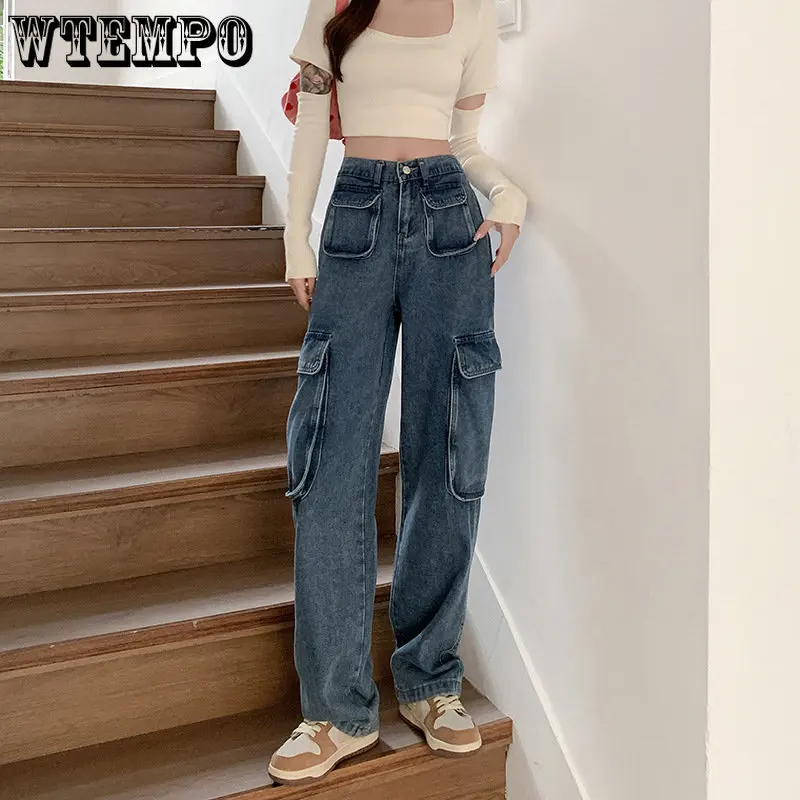 WTEMPO Vintage Women's Jeans High Waist Baggy Jeans Streetwear Multi-pocket Cargo Pants Denim Straight Trousers Casual джинсы
WTEMPO Vintage Women's Jeans High Waist Baggy Jeans Streetwear Multi-pocket Cargo Pants Denim Straight Trousers Casual джинсы