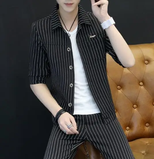 

New Style Men's Fashion Suit Vertical Stripe Long Sleeve lapel Collar Single Breasted Cotton Blend Suit Coat Jacket ABB133