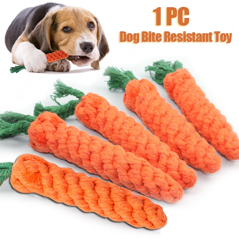 

1pc Pet Dog Toys Cartoon Animal Dog Chew Carrot Toys Durable Braided Bite Resistant Puppy Molar Cleaning Teeth Cotton Rope Toy