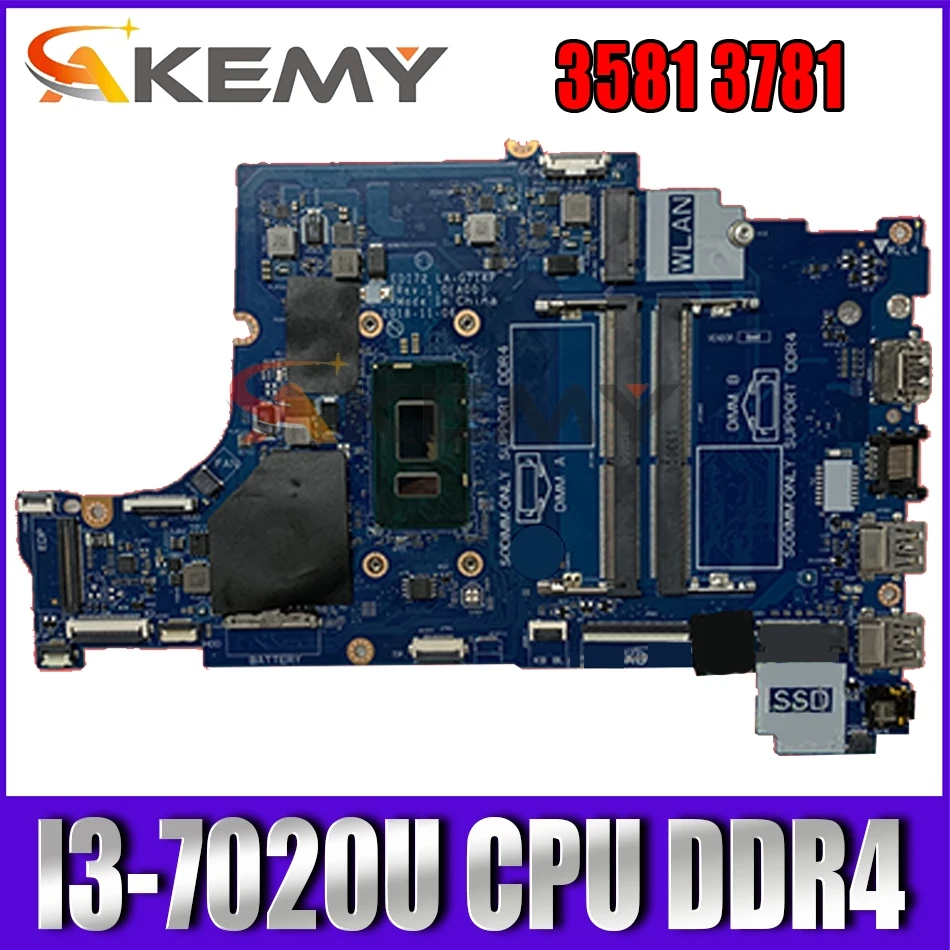 EDI72 LA-G714P MB For DELL Inspiron 3581 3781 Laptop motherboard CN-0M5KN5 0M5KN5 M5KN5 With i3-7020U CPU DDR4 100% Fully Tested
EDI72 LA-G714P MB For DELL Inspiron 3581 3781 Laptop motherboard CN-0M5KN5 0M5KN5 M5KN5 With i3-7020U CPU DDR4 100% Fully Tested