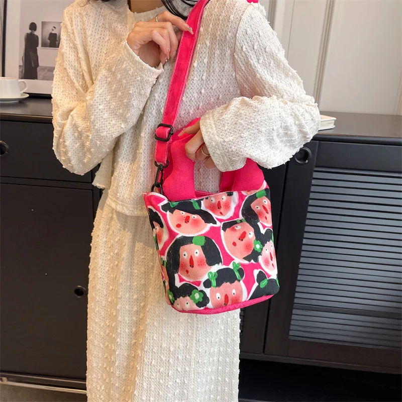 Cartoon Cute Pattern Canvas Bucket Tote Bag 23x20x13cm Five Colors Available Fashion Versatile Large Capacity Women's Makeup Bag
Cartoon Cute Pattern Canvas Bucket Tote Bag 23x20x13cm Five Colors Available Fashion Versatile Large Capacity Women's Makeup Bag