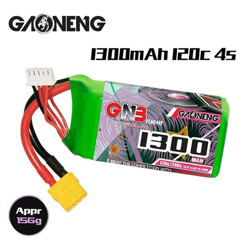 GAONENG GNB 14,8 V 1300mAh 4S Black Series Lipo Battery 120C/240C XT60U-F для самолета RC FPV квадрокоптера вертолета дрона
GAONENG GNB 14,8 V 1300mAh 4S Black Series Lipo Battery 120C/240C XT60U-F для самолета RC FPV квадрокоптера вертолета дрона