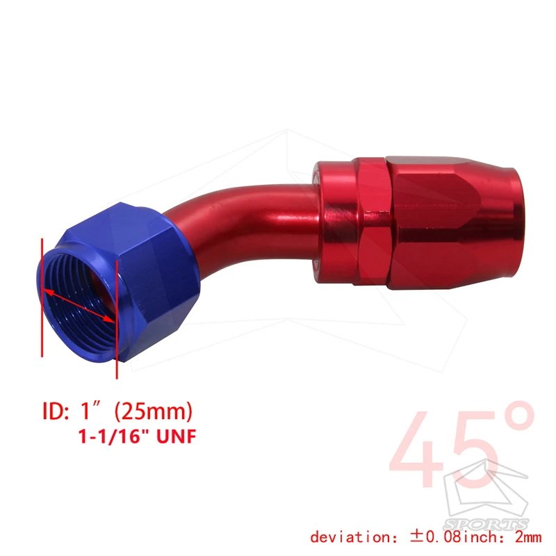 1X Aluminum AN12 0°/45°/90°/180°Swivel Oil Fuel Line Hose End Fitting Adapter 
1X Aluminum AN12 0°/45°/90°/180°Swivel Oil Fuel Line Hose End Fitting Adapter