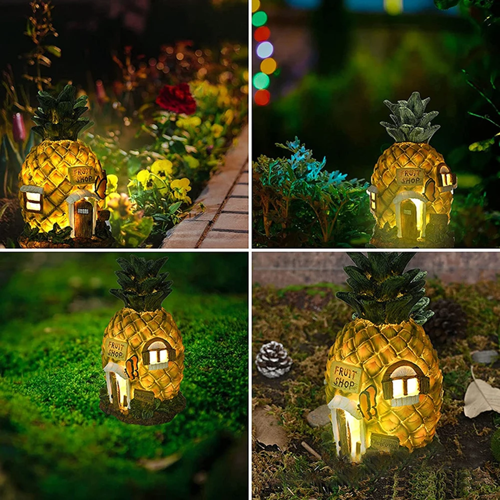 

LED Solar Fruit House Decorative Lamp Hand Painted Resin Fruit House Light Sun Protection Light-Controlled for Balcony Driveway