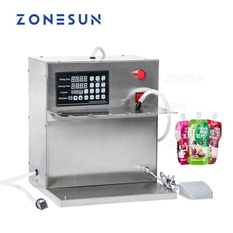 ZONESUN Liquid Filling Machine Semi Automatic Milk Juice Water Oil Bag Large Volume Spout Pouch Tube Filler
ZONESUN Liquid Filling Machine Semi Automatic Milk Juice Water Oil Bag Large Volume Spout Pouch Tube Filler