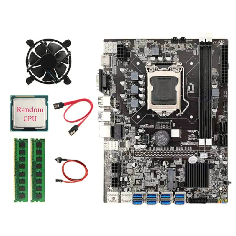 B75 BTC Mining Motherboard LGA1155 8XPCIE USB3.0 Random CPU+2XDDR3 4GB 1333Mhz RAM+SATA Cable+Cooling Fan+Switch Cable
B75 BTC Mining Motherboard LGA1155 8XPCIE USB3.0 Random CPU+2XDDR3 4GB 1333Mhz RAM+SATA Cable+Cooling Fan+Switch Cable