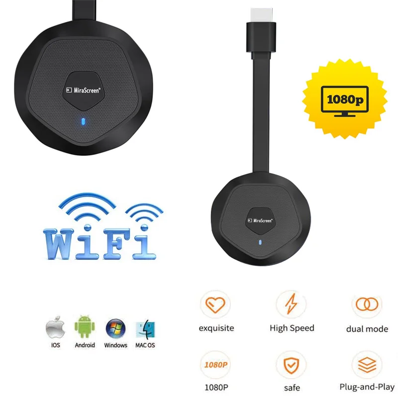 Беспроводной Wi-Fi адаптер для дисплея 1080P HD 1080P TV Stick, зеркальное отображение экрана для IPhone, IOS, Android, телефона на телевизор
Беспроводной Wi-Fi адаптер для дисплея 1080P HD 1080P TV Stick, зеркальное отображение экрана для IPhone, IOS, Android, телефона на телевизор