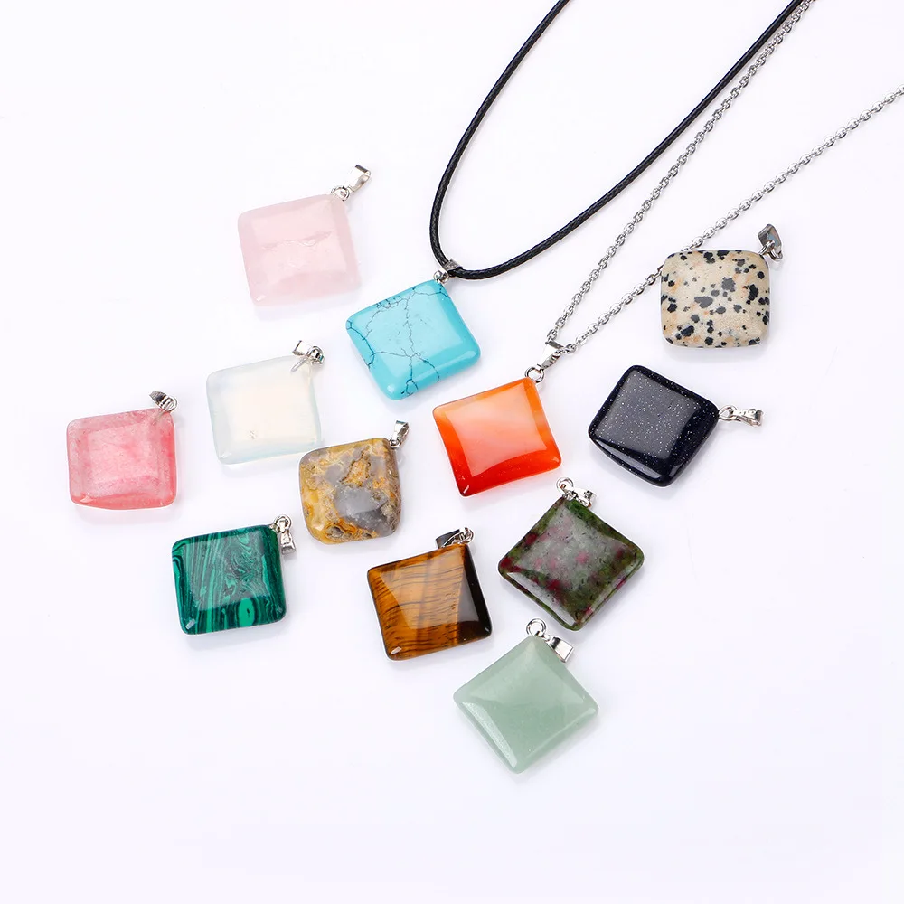 Natural Semi-precious Stone Square Pendant Necklace Tiger's Eye Rose Pink Quartz Crystal Chakra Reiki Healing Necklaces
Natural Semi-precious Stone Square Pendant Necklace Tiger's Eye Rose Pink Quartz Crystal Chakra Reiki Healing Necklaces