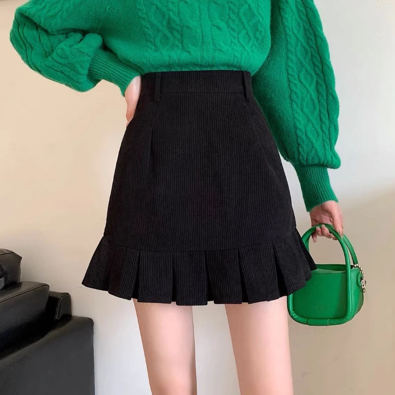 HOUZHOU Korean Style Corduroy Mini Skirt Women Cute School High Waist A-line Slim Pleated Short Skirt for Girls Autmn Winter
HOUZHOU Korean Style Corduroy Mini Skirt Women Cute School High Waist A-line Slim Pleated Short Skirt for Girls Autmn Winter